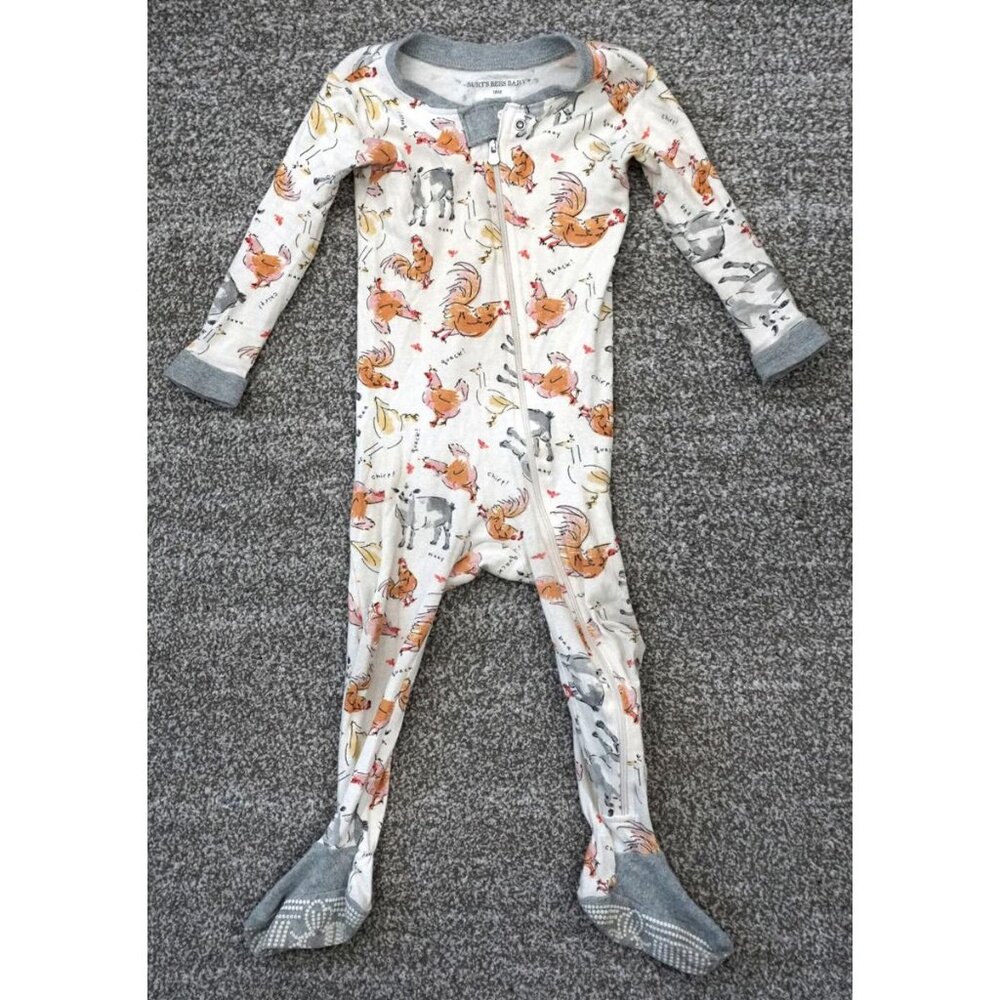Burt’s Bees Baby Organic Cotton Zip Pajamas Farm Animals 18M Footed